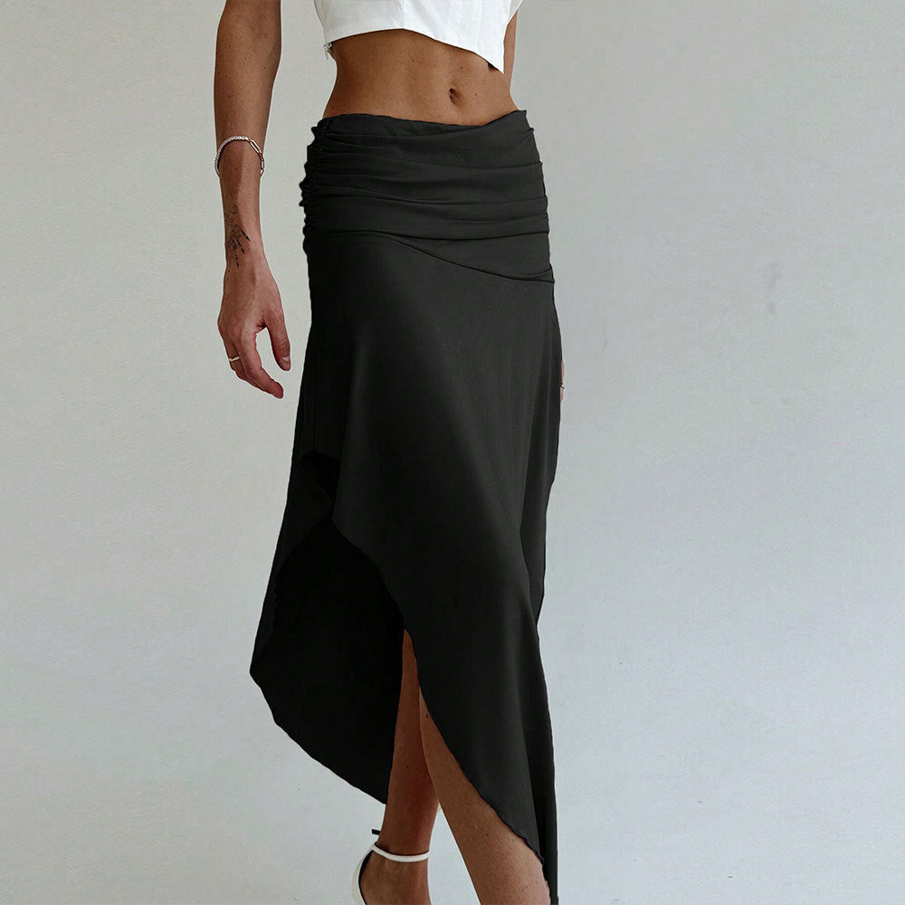 Damen Asymmetrischer Maxirock Elegante Raffung