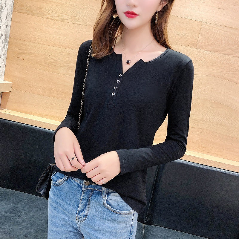 Damen Langarmshirt Knopfleiste Femme-Style Norvielle - Norvielle