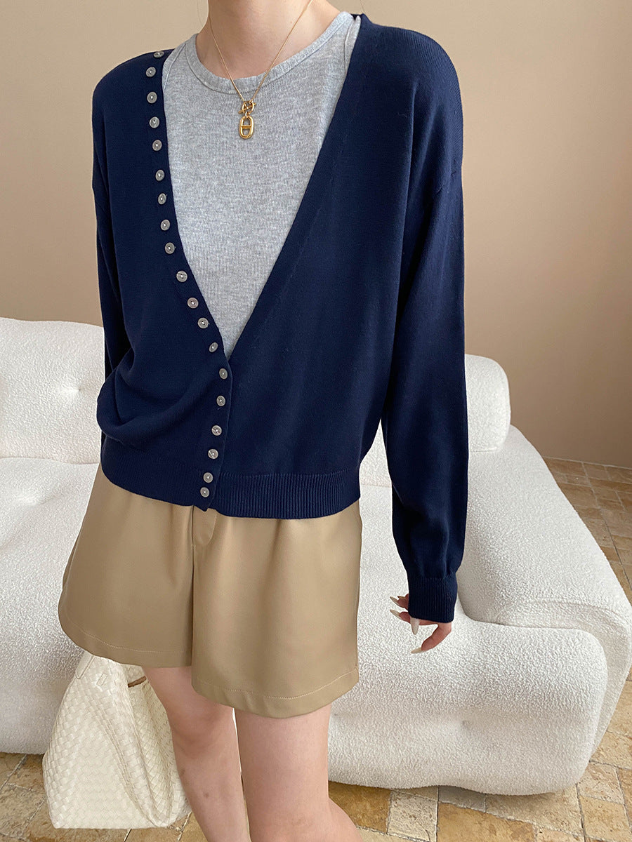 Damen Langarm-Cardigan mit Knöpfen Norvielle Lässig