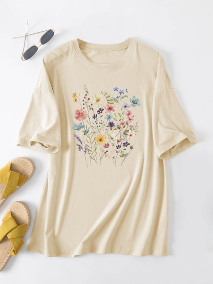 Damen Sommerbluse Floralmuster Baumwolle Blumenweiß