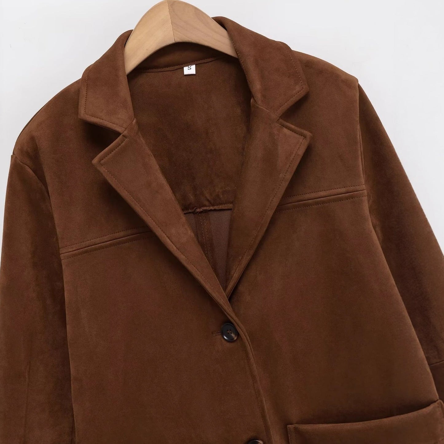 Damen Suede Blazerjacke mit Taschen Norvielle