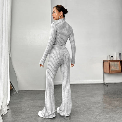 Damen Cropped Pullover Hohe Taille Weites Bein Norvielle
