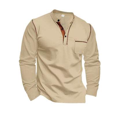 Herren Langarm-Shirt mit Kragen und Brusttasche Norvielle