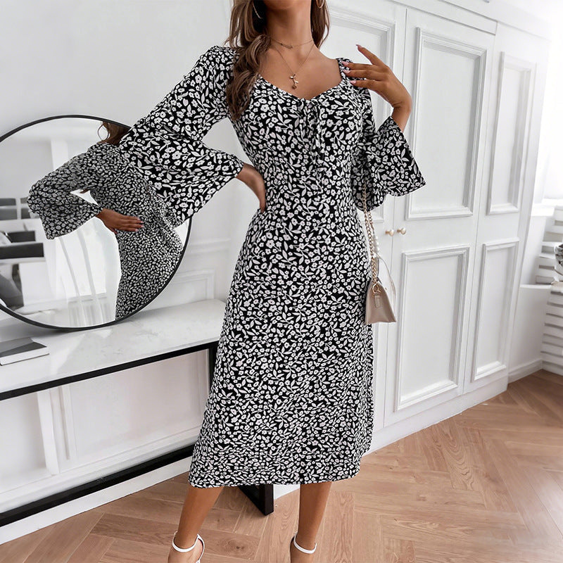 Damen Midikleid Floralmuster Wickeldesign Norvielle