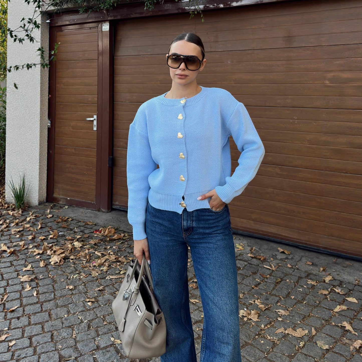 Damen Strickjacke Herzen Lässiger Schnitt Norvielle