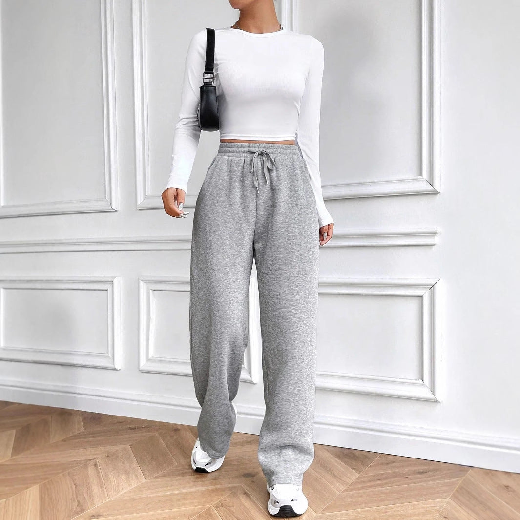 Damen Freizeithose Weites Bein Elastischer Bund Norvielle