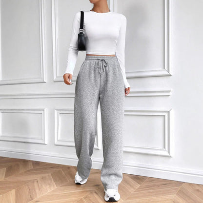 Damen Freizeithose Weites Bein Elastischer Bund Norvielle