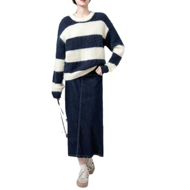 Damen Pullover Streifenmuster Norvielle