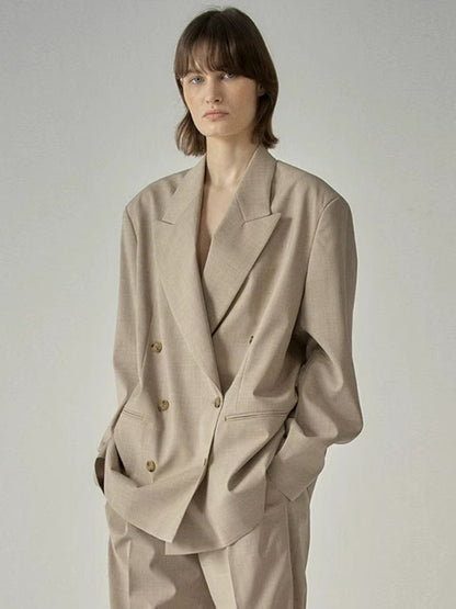 Damen Blazer Oversized Doppelter Knopf Norvielle