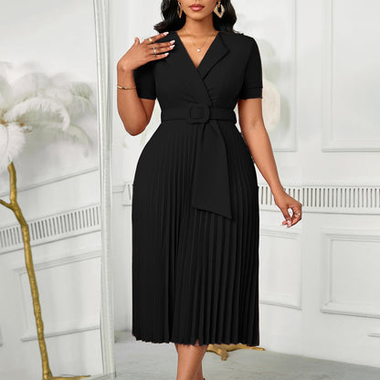 Damen Plissee-Kleid mit Blazer-Oberteil und abnehmbarem Gürtel