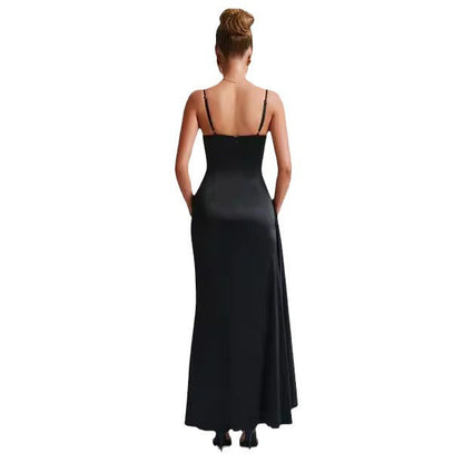 Damen Maxikleid mit seitlichem Schlitz und Spaghettiträgern Norvielle