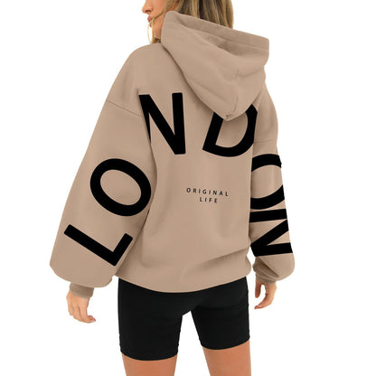 Damen Oversized Hoodie London Print Norvielle