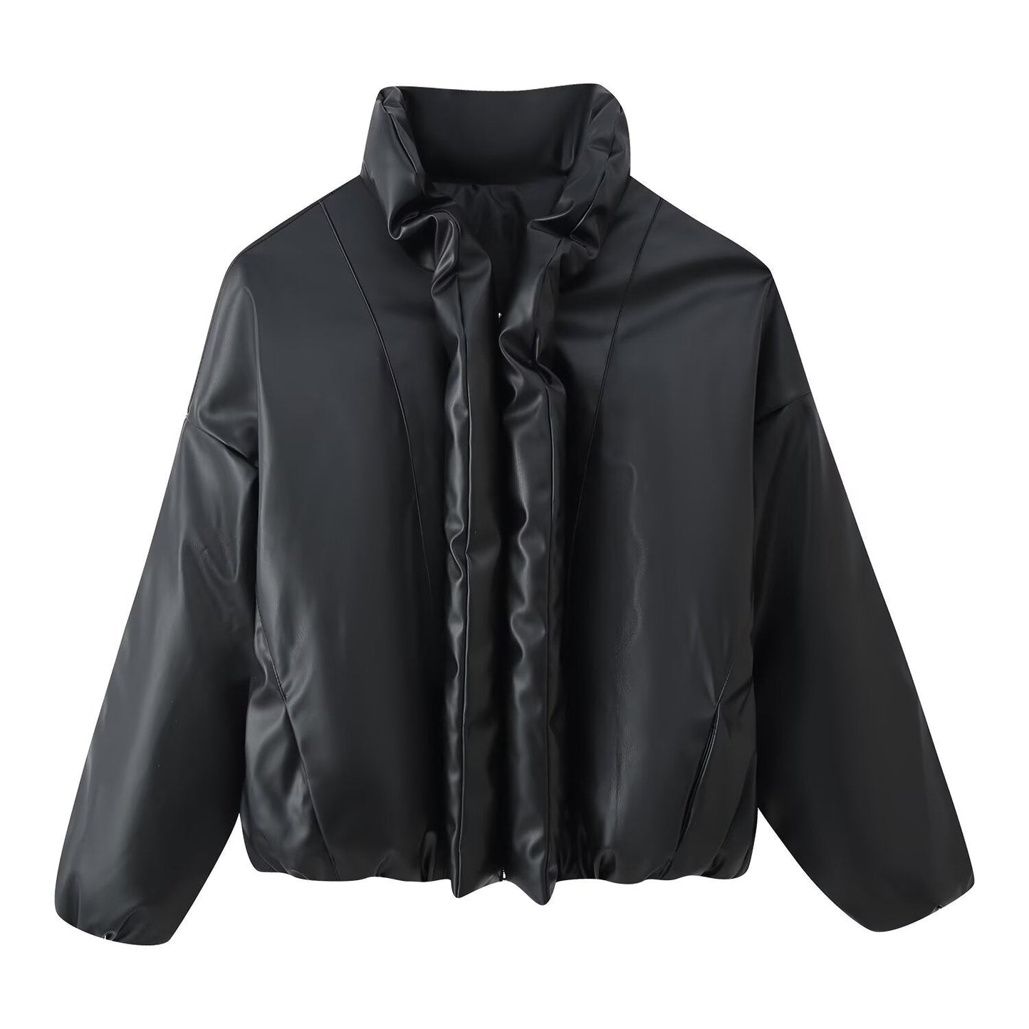 Damen Cropped Jacke Voluminöser Stehkragen Norvielle