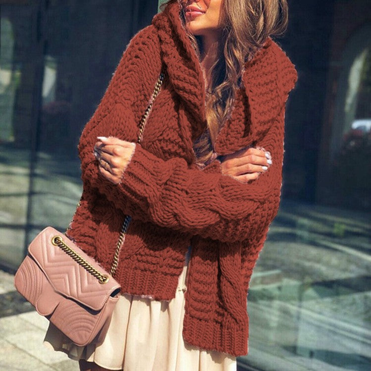 Damen Grobstrickjacke Voluminöse Ärmel Modern