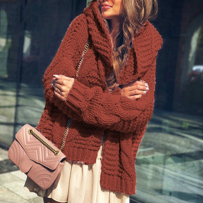 Damen Grobstrickjacke Voluminöse Ärmel Modern