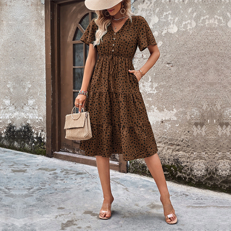 Damen Midi-Kleid Voluminöser Rock Eleganter Gürtel Norvielle