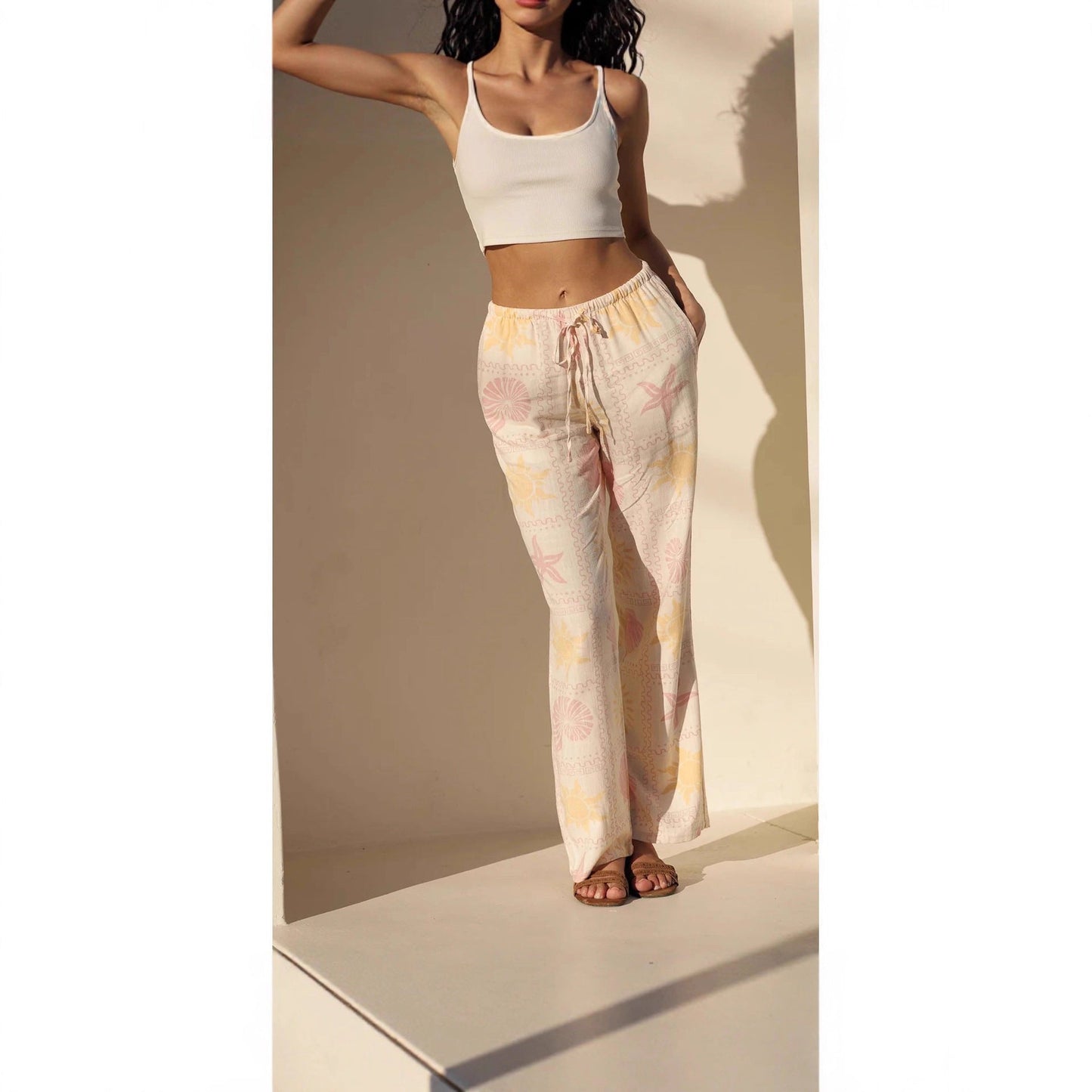 Damen Schlafhose Maritimes Muster Bequem