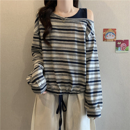 Damen Off-Shoulder Langarmshirt aus Baumwolle Norvielle