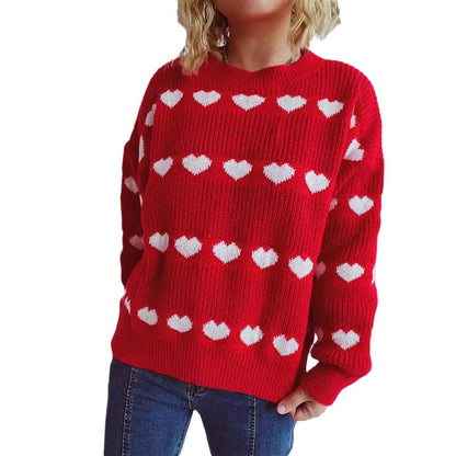 Damen Pullover Romantisches Herzmuster Weich Norvielle