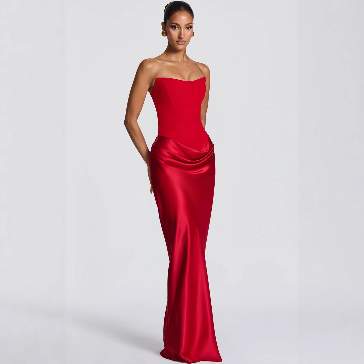 Damen Abendkleid Schulterfrei Elegant Schlitz Norvielle