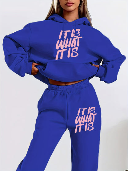 Damen Jogginganzug Statement-Print Lässiger Schnitt Norvielle