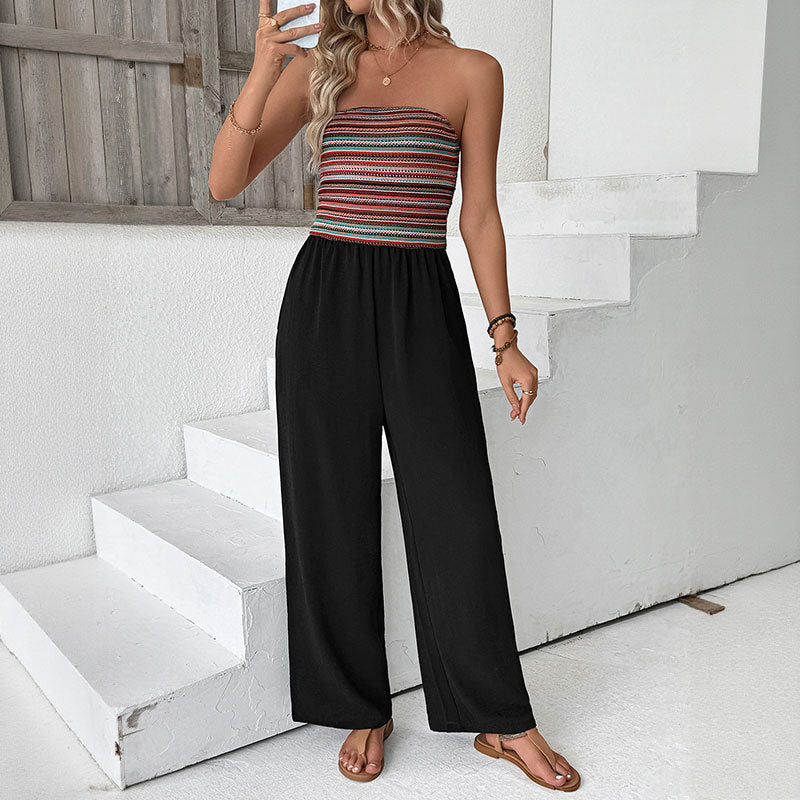 Damen Jumpsuit Weites Bein Elastisch Norvielle