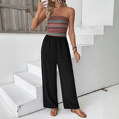 Damen Jumpsuit Weites Bein Elastisch Norvielle