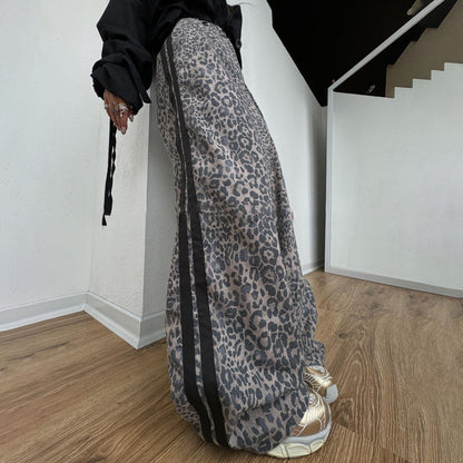 Damen Maxihose Leopardenmuster Baumwolle