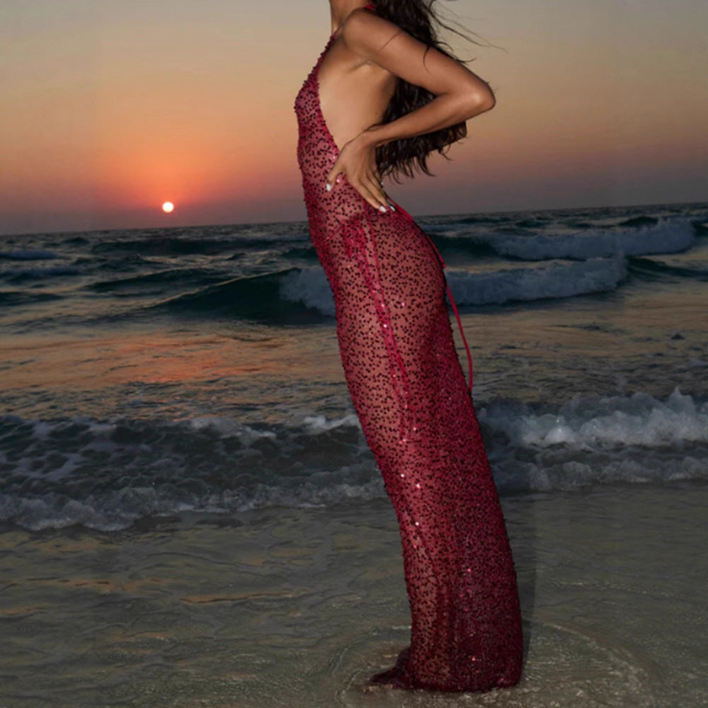 Damen Schwimmdress aus Spitze Funkelnd