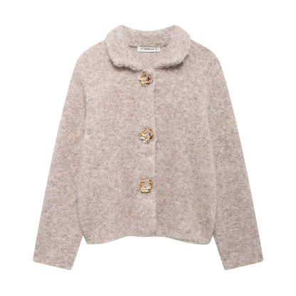 Damen Fleecejacke Kuschelig Knopfleiste Norvielle
