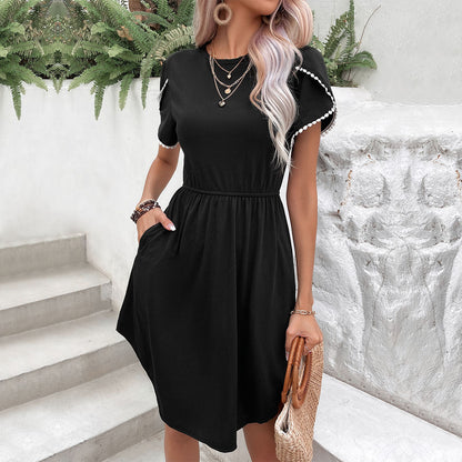 Damen Sommerkleid Elastischer Bund Dekorative Ärmel Norvielle