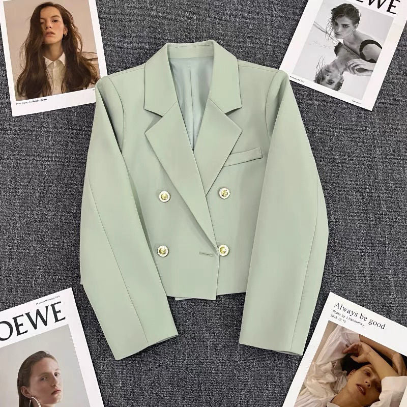 Damen Blazer Kurz Dekorative Knöpfe Norvielle