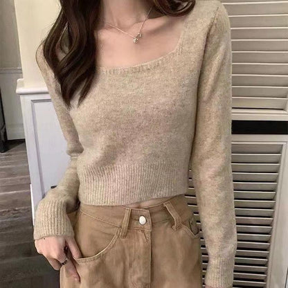 Damen Pullover Rundhals Feinestruktur Beige - Norvielle