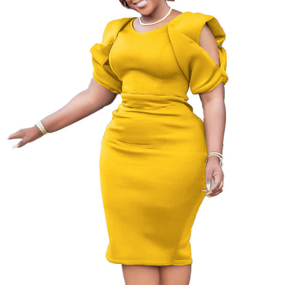 Damen Körperbetontes Kleid Puffärmel Elegant Norvielle