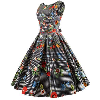 Damen A-Linien Kleid mit Blumenmuster