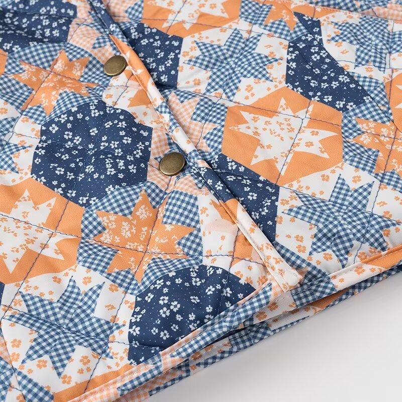 Damen Steppjacke Floralmuster Praktische Taschen Norvielle