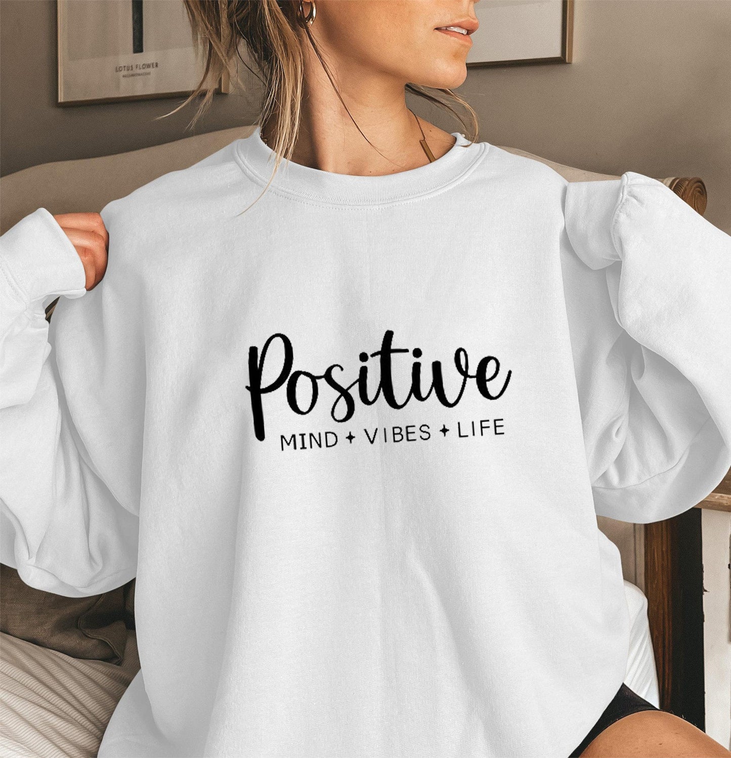 Damen Sweatshirt Voluminöse Ärmel Inspirierender Aufdruck Norvielle