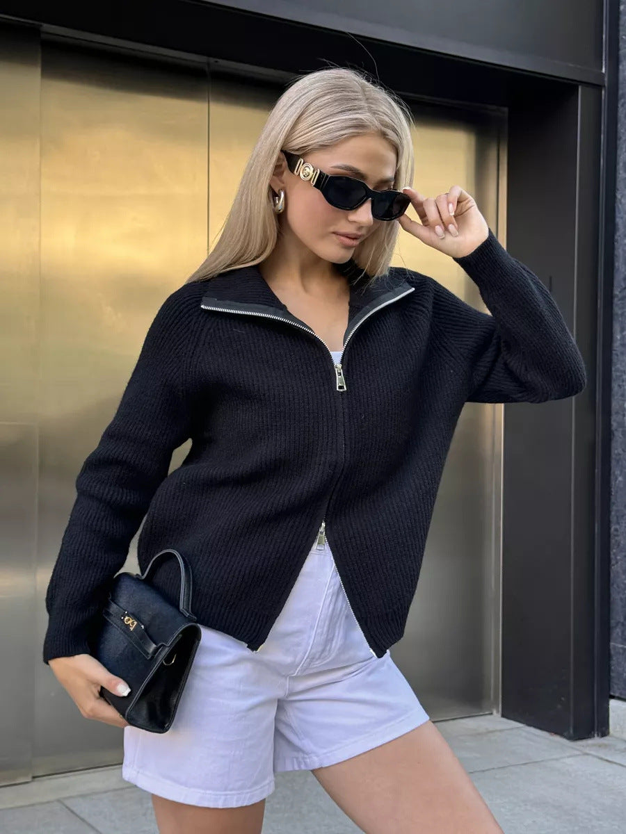 Damen Strickjacke Hochkragen Norvielle