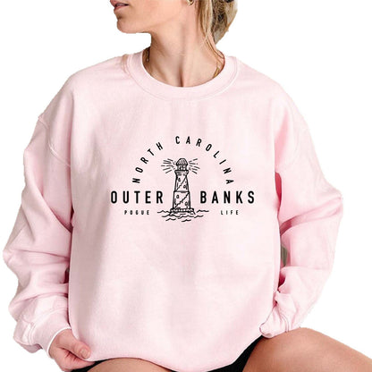 Damen Sweatshirt Leuchtturm-Motiv Baumwolle Lässig Marineblau
