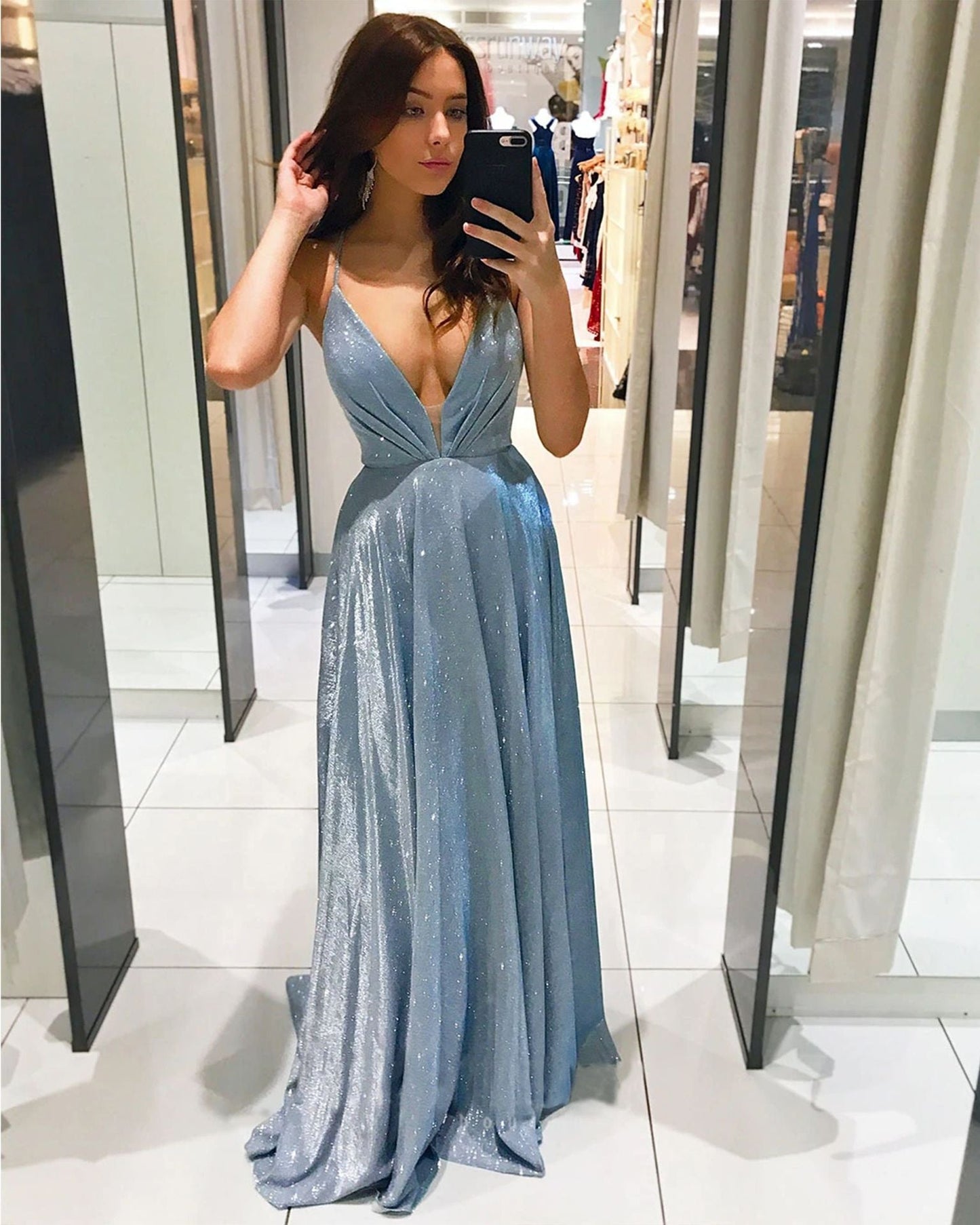 Damen Abendkleid V-Ausschnitt Fließend Norvielle