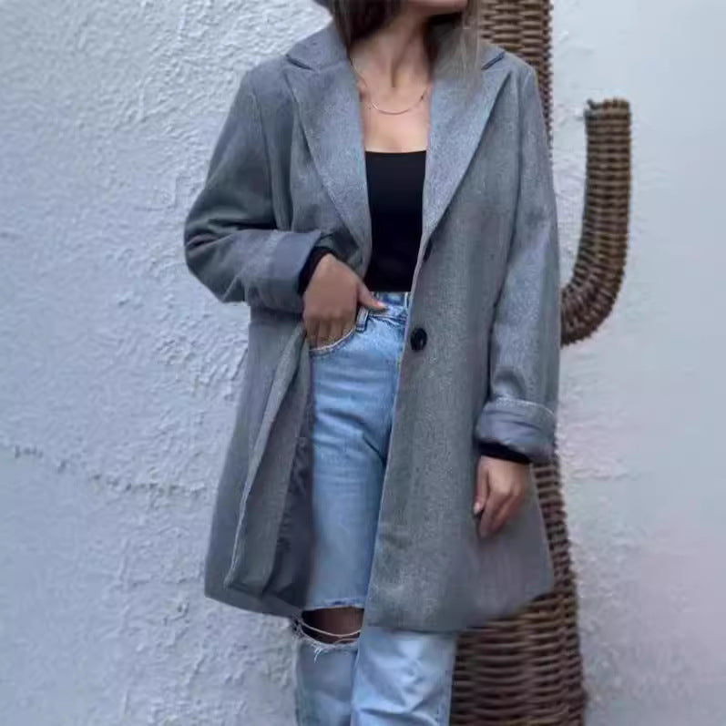 Damen Wollmantel Elegantes Design Reverskragen