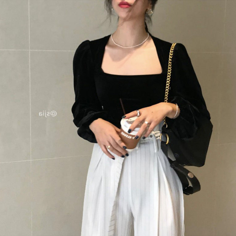 Damen Oberteil Quadrat-Ausschnitt Puffärmel Elegant - Norvielle