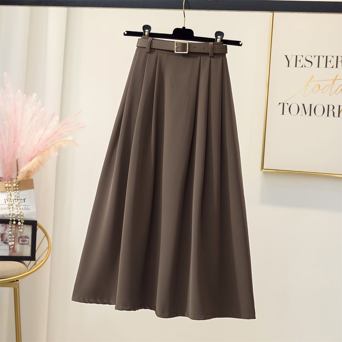 Damen Maxirock Elegante Taillenschnalle Norvielle