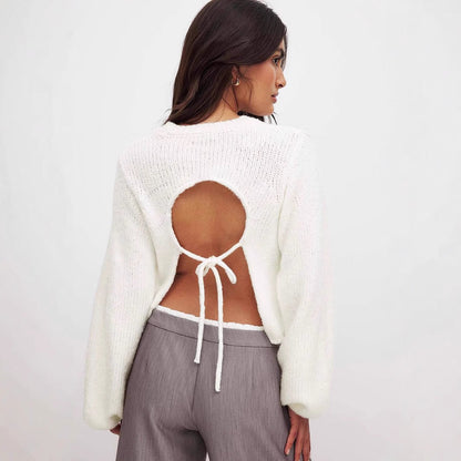 Damen Strickpullover Lässig Elegant Rückenausschnitt Norvielle
