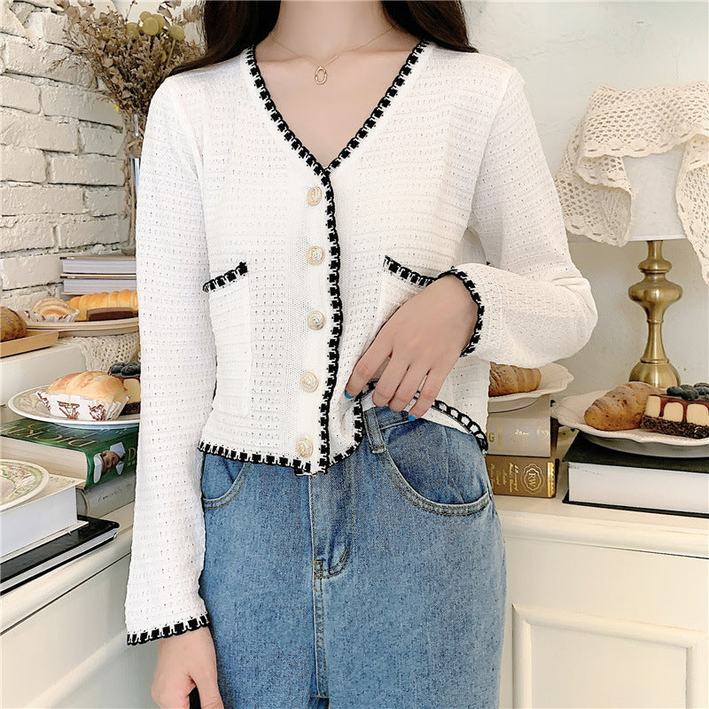 Damen Strickjacke Kontrastdetails Knopfleiste Norvielle