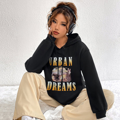 Damen Hoodie Oversized Urban Print Kapuze Norvielle - Norvielle