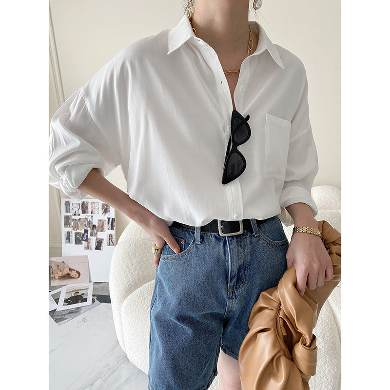 Damen Oversized Hemdbluse Atmungsaktiver Baumwollmix