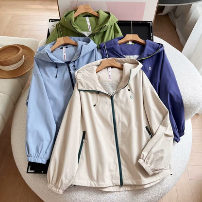 Damen Windbreaker-Jacke Leicht Seitliche Reißverschlusstaschen - Norvielle