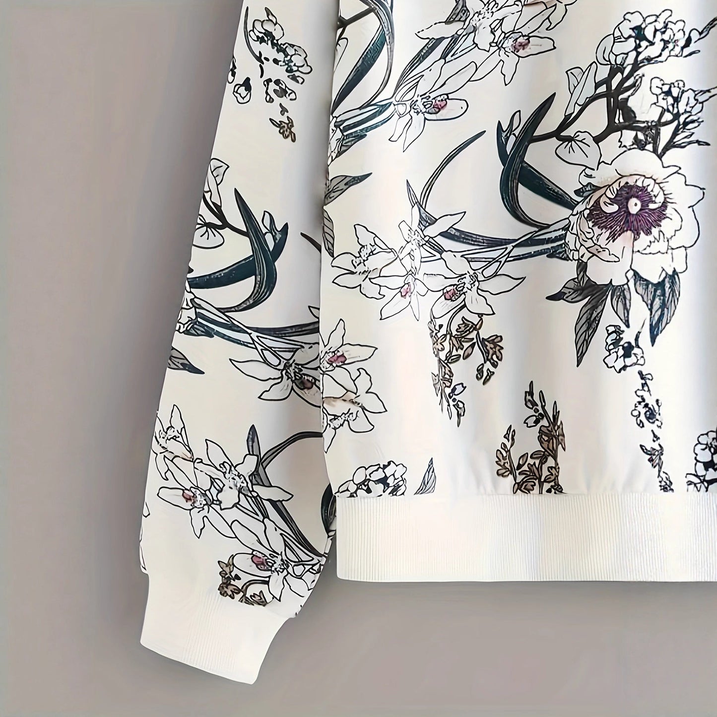 Damen Sweatshirt Floraler Druck Relaxed Fit Norvielle