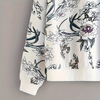 Damen Sweatshirt Floraler Druck Relaxed Fit Norvielle